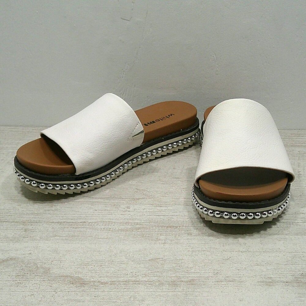 White Mt. Mountain Bronte Studded Platform Slide Mule Sandals Size 5.5 M - Picture 1 of 9